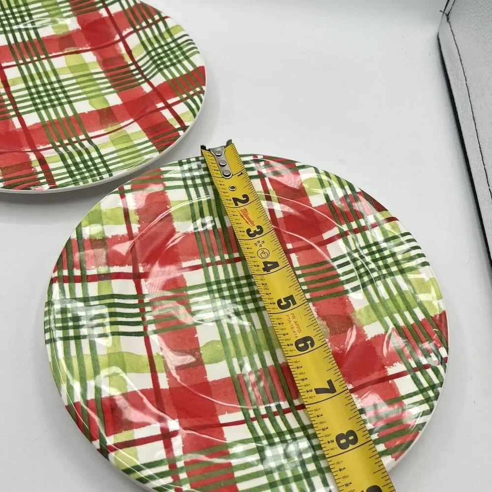 Pier 1 Ironstone Christmas Holiday Plaid 8.75
